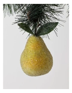 Heirloom Christmas Frosted Pear Ornament 8cm in Green