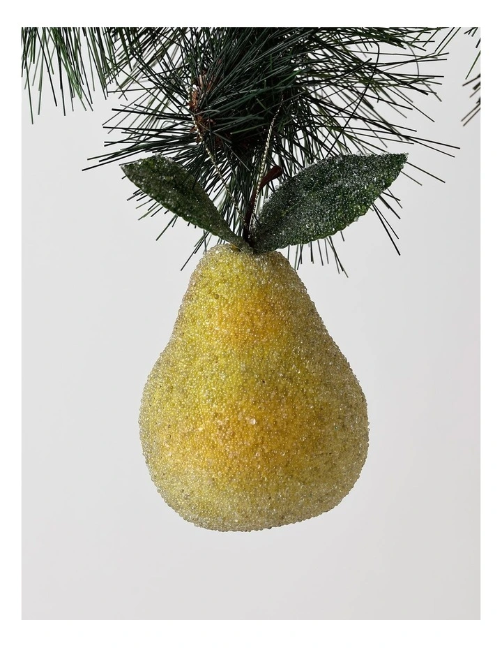 Heirloom Christmas Frosted Pear Ornament 8cm in Green image 1