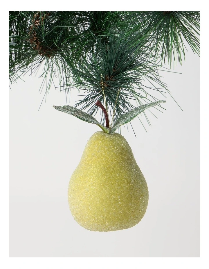Heirloom Christmas Frosted Pear Ornament 8cm in Green image 1