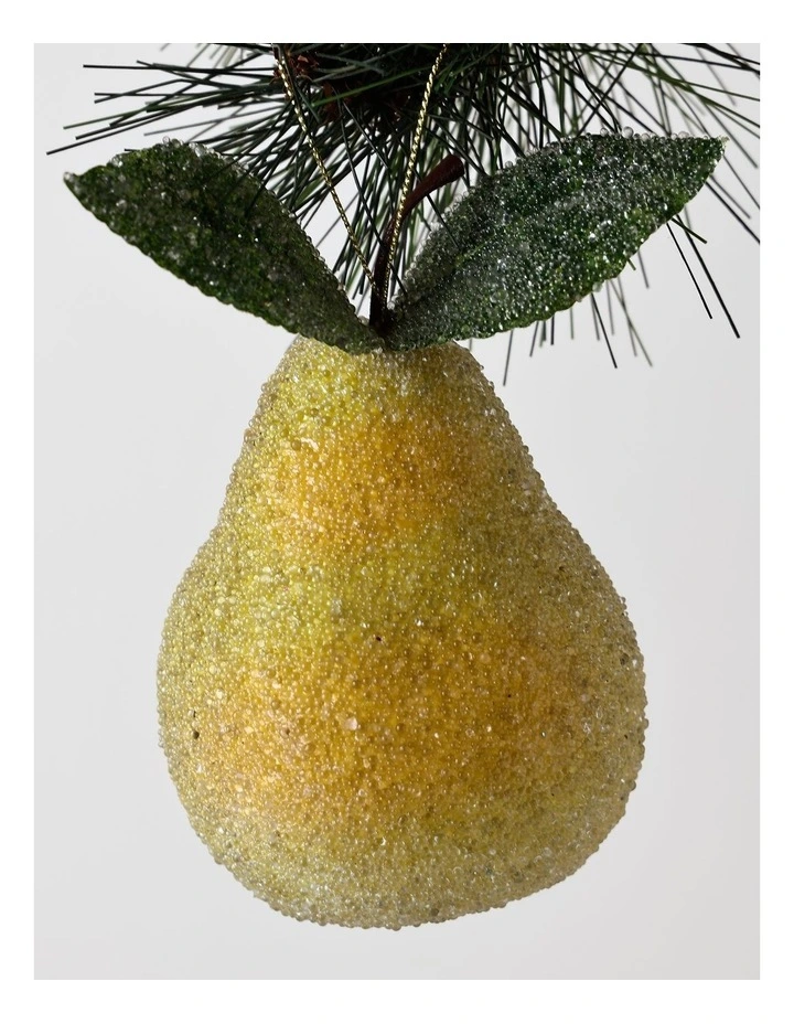 Heirloom Christmas Frosted Pear Ornament 8cm in Green image 2
