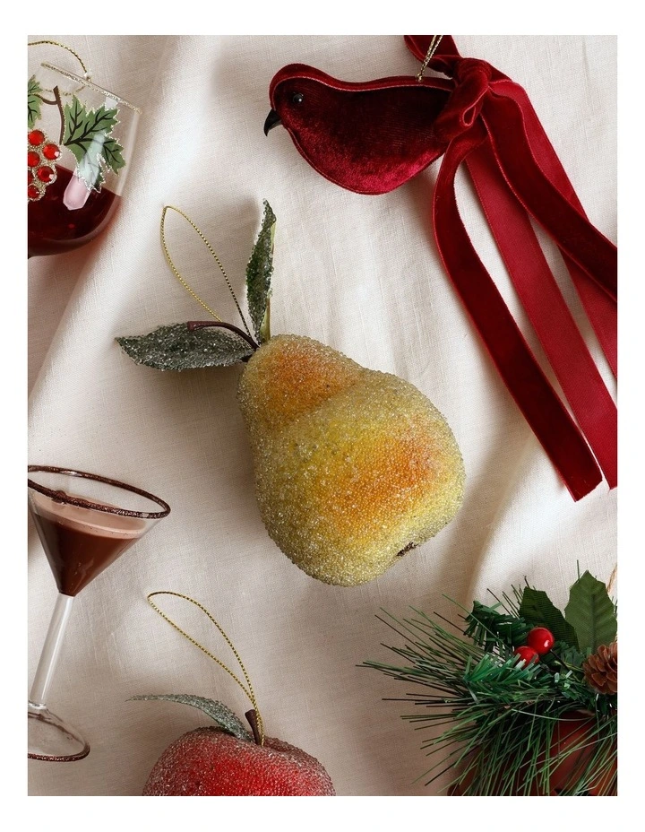 Heirloom Christmas Frosted Pear Ornament 8cm in Green image 3