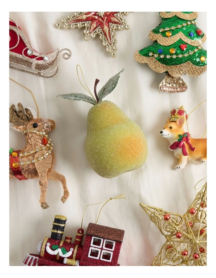 Heirloom Christmas Frosted Pear Ornament 8cm in Green image 3