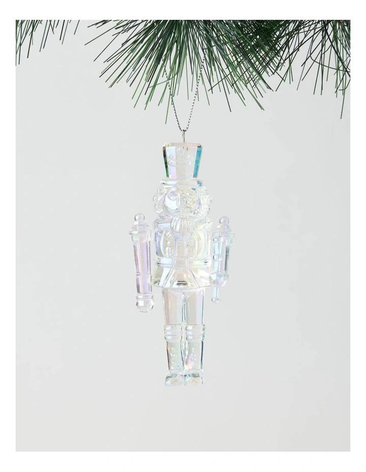 Nostalgia Christmas Plastic Iridescent Nutcracker Ornament 12cm in Clear image 1