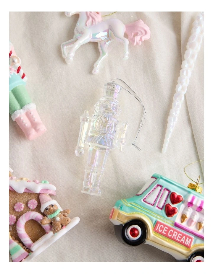 Nostalgia Christmas Plastic Iridescent Nutcracker Ornament 12cm in Clear image 3