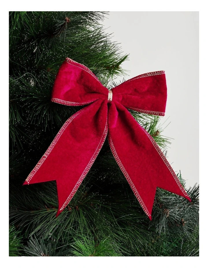 Heirloom Christmas Oversized Velvet Bow Clip 20cm in Red image 1