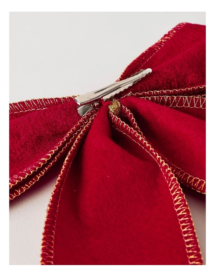 Heirloom Christmas Oversized Velvet Bow Clip 20cm in Red image 5