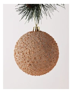 Harvest Christmas Plastic Beaded Bauble 10cm in Brown