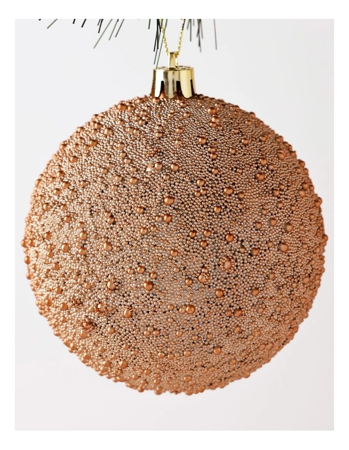 Harvest Christmas Plastic Beaded Bauble 10cm in Brown image 2