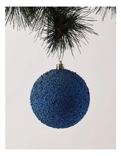 Luxe Christmas Plastic Beaded Bauble 10cm in Navy