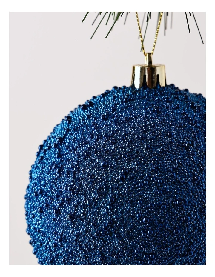 Luxe Christmas Plastic Beaded Bauble 10cm in Navy image 2