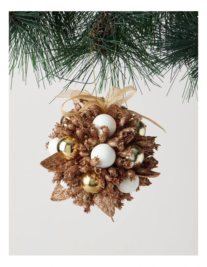 Harvest Christmas Plastic Berry Kissing Ball in Brown image 1