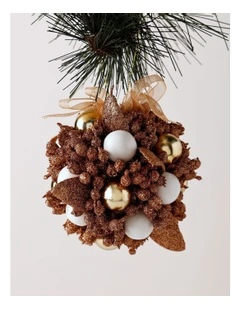 Harvest Christmas Plastic Berry Kissing Ball in Brown