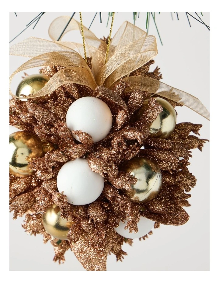 Harvest Christmas Plastic Berry Kissing Ball in Brown image 2