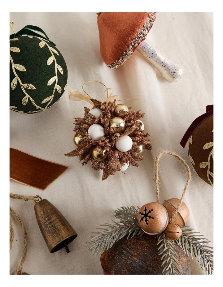 Harvest Christmas Plastic Berry Kissing Ball in Brown image 3
