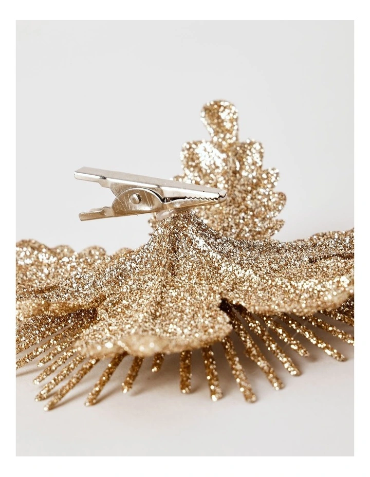 Luxe Christmas Plastic Starburst Flower Clip with Gem 16cm in Champagne image 4