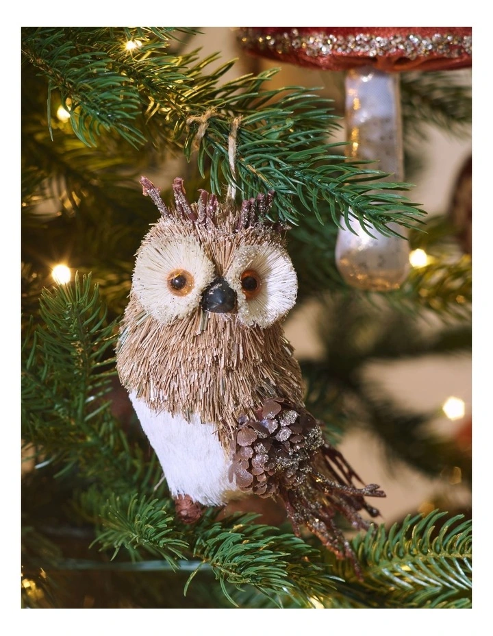 Harvest Christmas Brushed Owl Ornament 15cm in Brown image 3