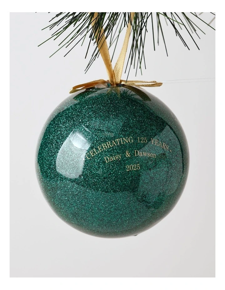 2025 Twins Christmas Charity Bear Plastic Glitter Bauble 10cm in Green image 2