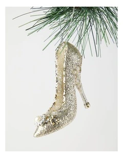 Luxe Christmas Bejewelled Plastic High Heel 7cm in Champagne