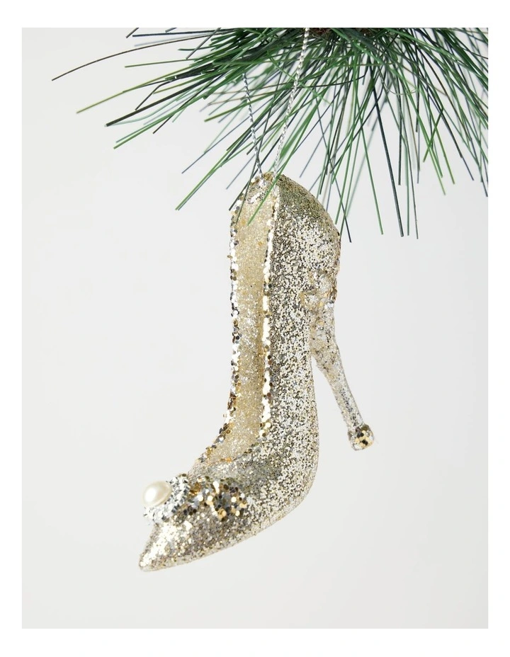 Luxe Christmas Bejewelled Plastic High Heel 7cm in Champagne image 1