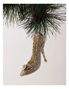 Luxe Christmas Bejewelled Plastic High Heel 7cm in Champagne