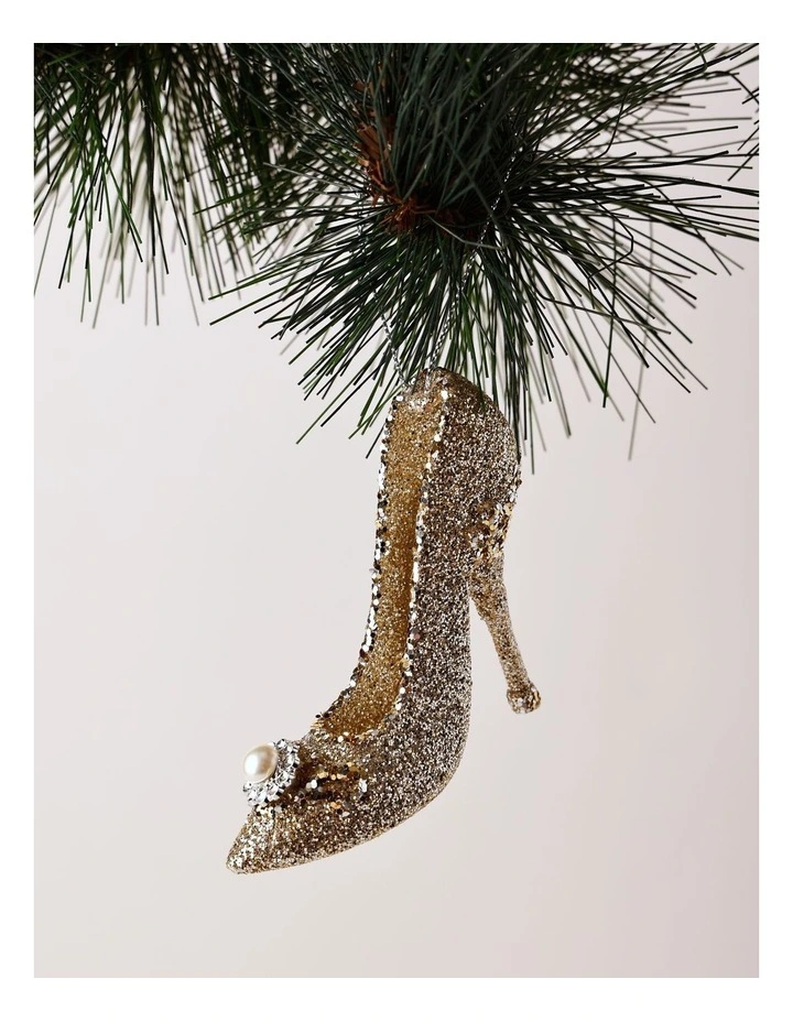 Luxe Christmas Bejewelled Plastic High Heel 7cm in Champagne image 1