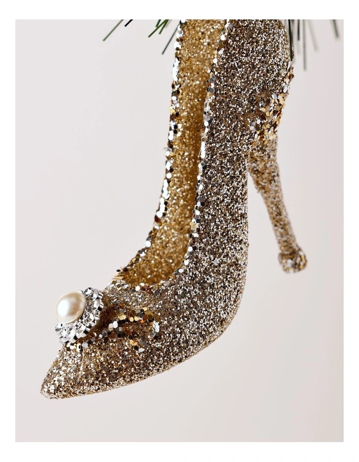 Luxe Christmas Bejewelled Plastic High Heel 7cm in Champagne image 2