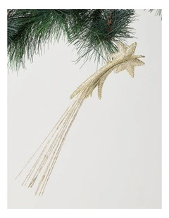 Luxe Christmas Glittered Plastic Shooting Star Ornament 5cm in Champagne