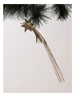 Luxe Christmas Glittered Plastic Shooting Star Ornament 5cm in Champagne