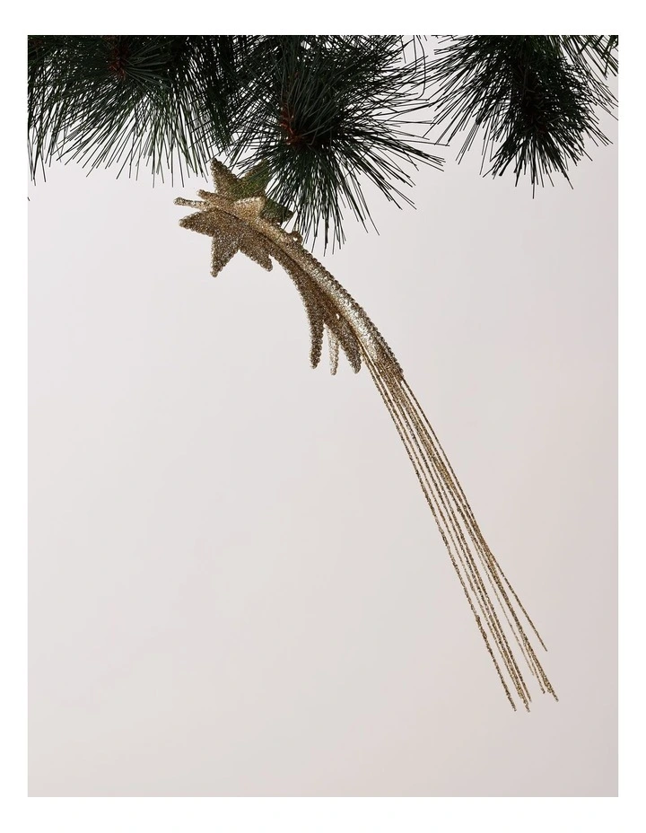 Luxe Christmas Glittered Plastic Shooting Star Ornament 5cm in Champagne image 1