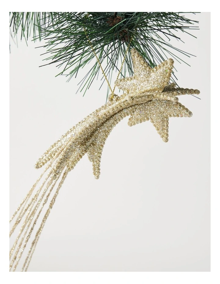 Luxe Christmas Glittered Plastic Shooting Star Ornament 5cm in Champagne image 2