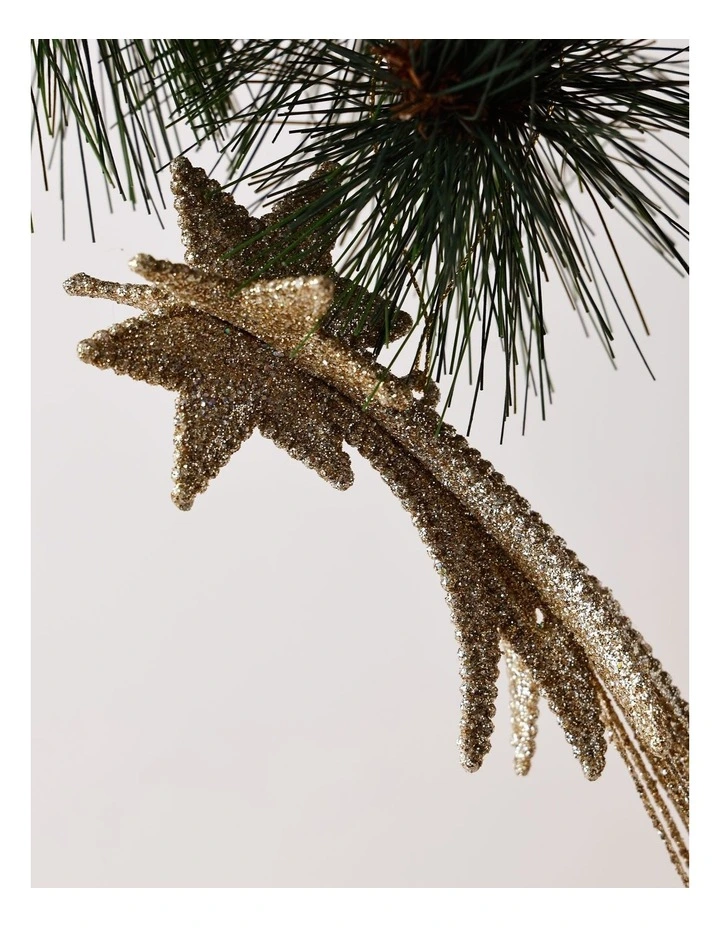 Luxe Christmas Glittered Plastic Shooting Star Ornament 5cm in Champagne image 2