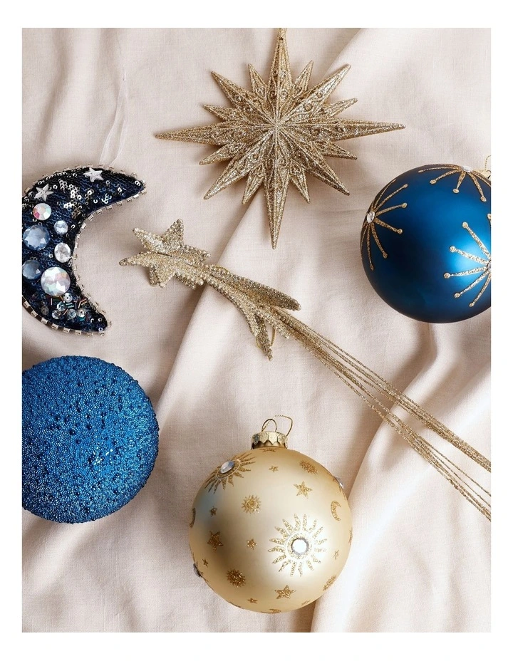 Luxe Christmas Glittered Plastic Shooting Star Ornament 5cm in Champagne image 3