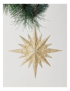 Luxe Christmas Glittered Plastic Star 18cm in Champagne