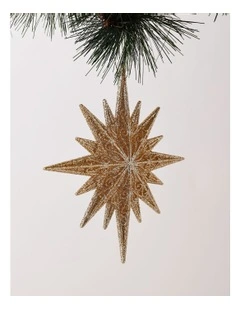 Luxe Christmas Glittered Plastic Star 18cm in Champagne