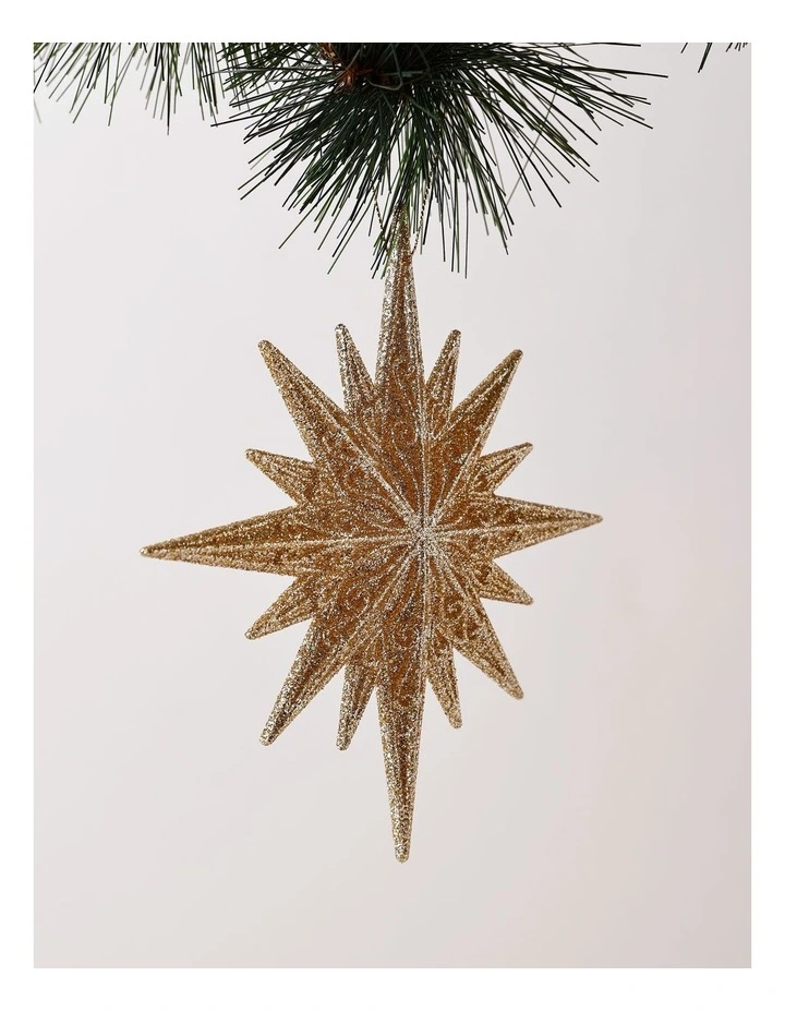 Luxe Christmas Glittered Plastic Star 18cm in Champagne image 1