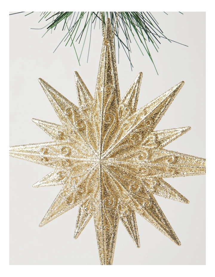 Luxe Christmas Glittered Plastic Star 18cm in Champagne image 2