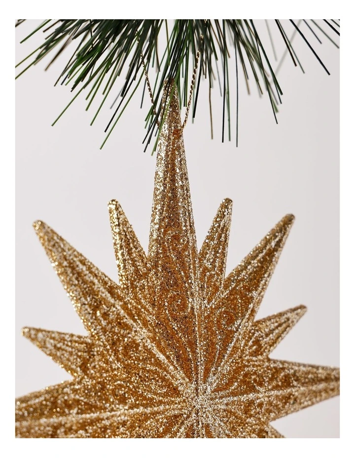 Luxe Christmas Glittered Plastic Star 18cm in Champagne image 2