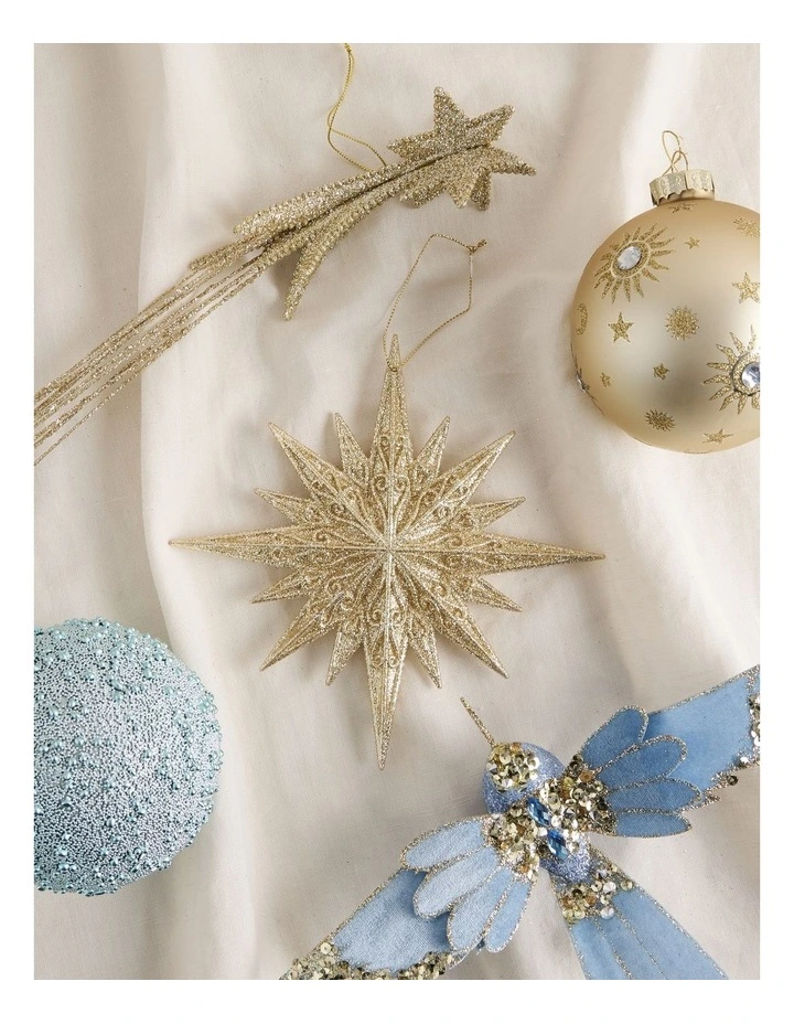 Luxe Christmas Glittered Plastic Star 18cm in Champagne image 3