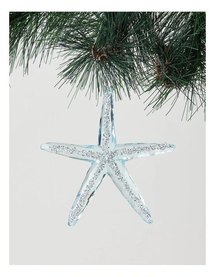 Eucalyptus Christmas Plastic Starfish Ornament 11cm in Blue image 1