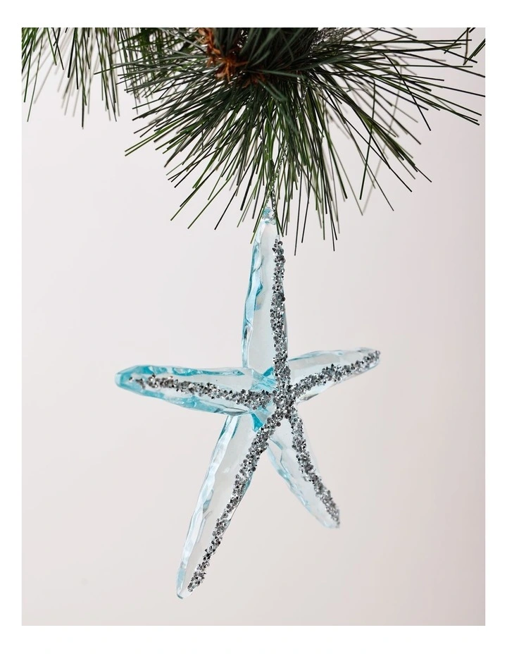 Eucalyptus Christmas Plastic Starfish Ornament 11cm in Blue image 1