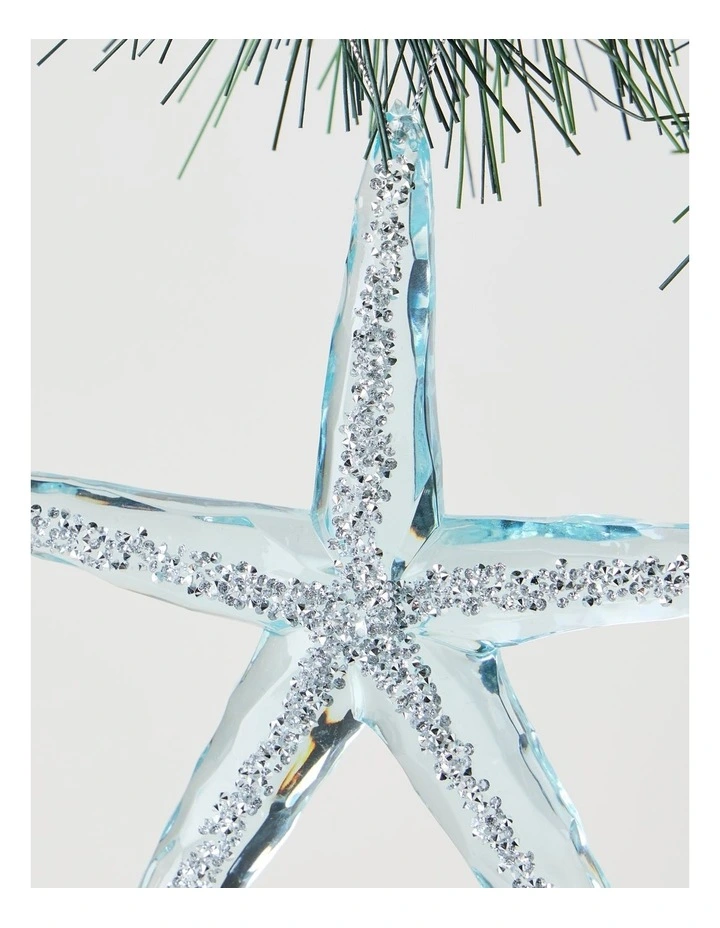 Eucalyptus Christmas Plastic Starfish Ornament 11cm in Blue image 2