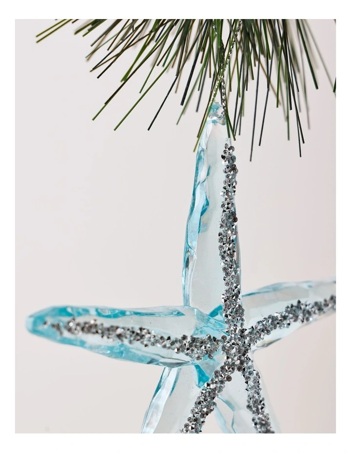 Eucalyptus Christmas Plastic Starfish Ornament 11cm in Blue image 2