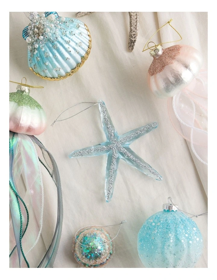 Eucalyptus Christmas Plastic Starfish Ornament 11cm in Blue image 3