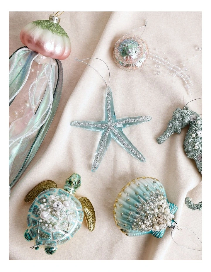 Eucalyptus Christmas Plastic Starfish Ornament 11cm in Blue image 4