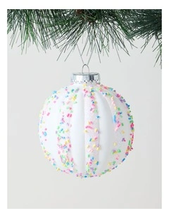 Nostalgia Christmas Plastic Sprinkle Stripe Bauble 11cm in Multicolour