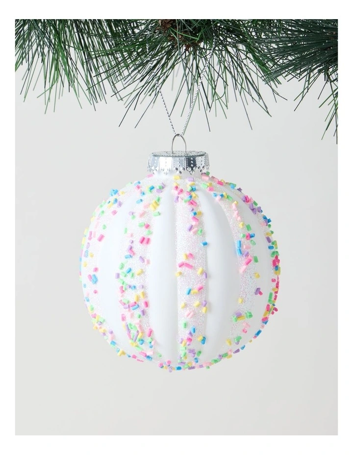 Nostalgia Christmas Plastic Sprinkle Stripe Bauble 11cm in Multicolour image 1