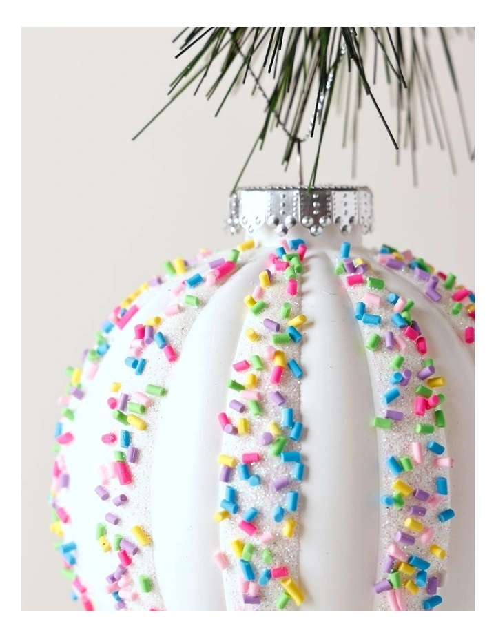 Candyland Christmas Plastic Sprinkle Stripe Bauble 11cm in Multicolour image 2