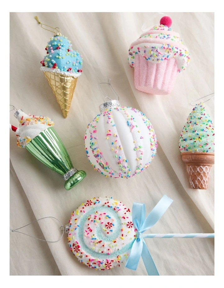 Nostalgia Christmas Plastic Sprinkle Stripe Bauble 11cm in Multicolour image 3