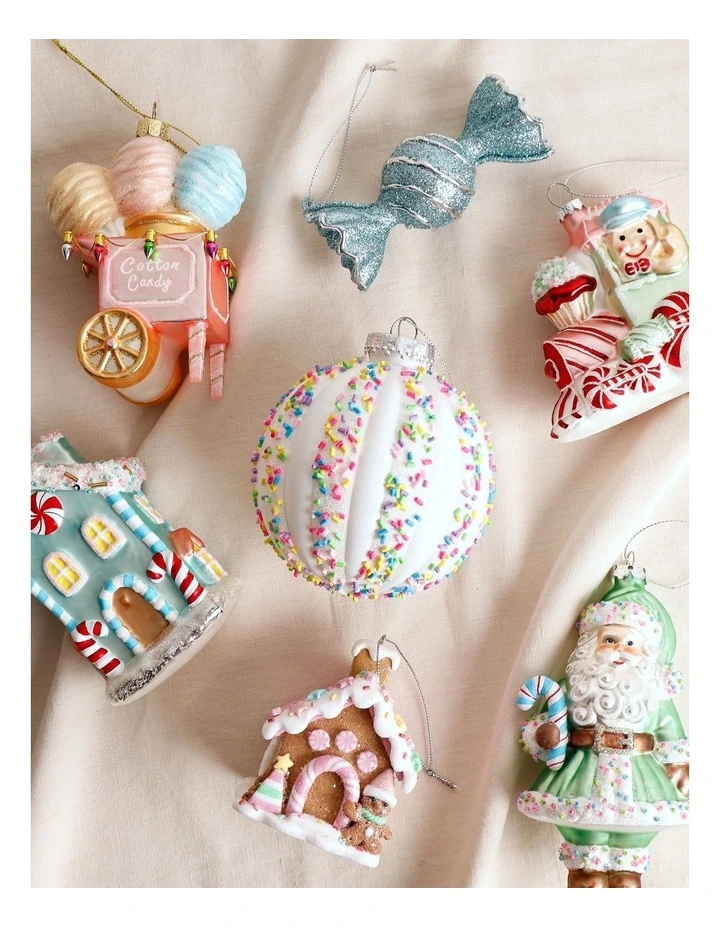 Candyland Christmas Plastic Sprinkle Stripe Bauble 11cm in Multicolour image 4