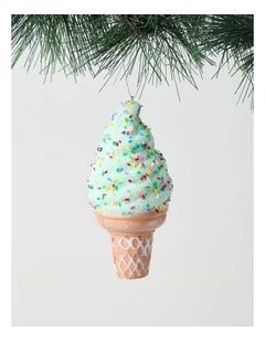 Nostalgia Christmas Icecream Cone Ornament 15cm in Mint